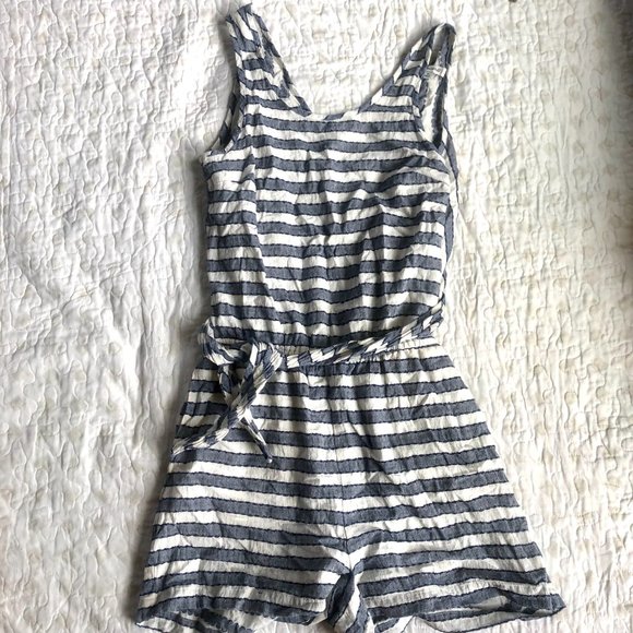 Madewell Striped Romper with Tie Back - Picture 9 of 13